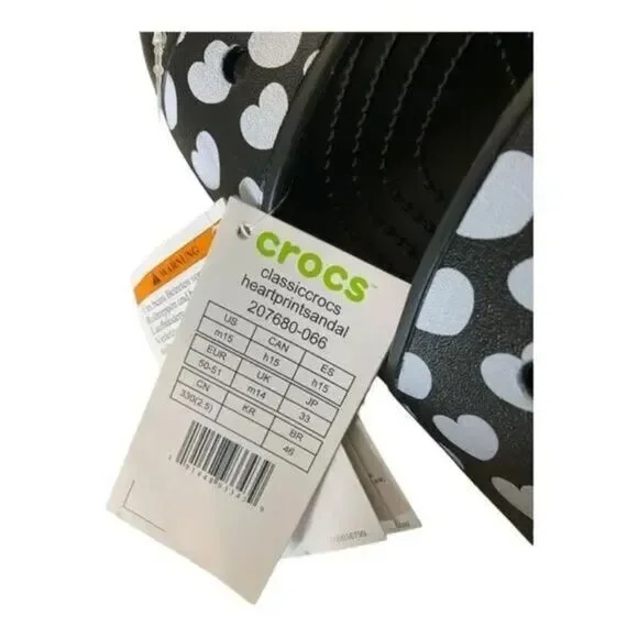 Crocs Heart Print Sandals Men's Size 15 Shoes NEW